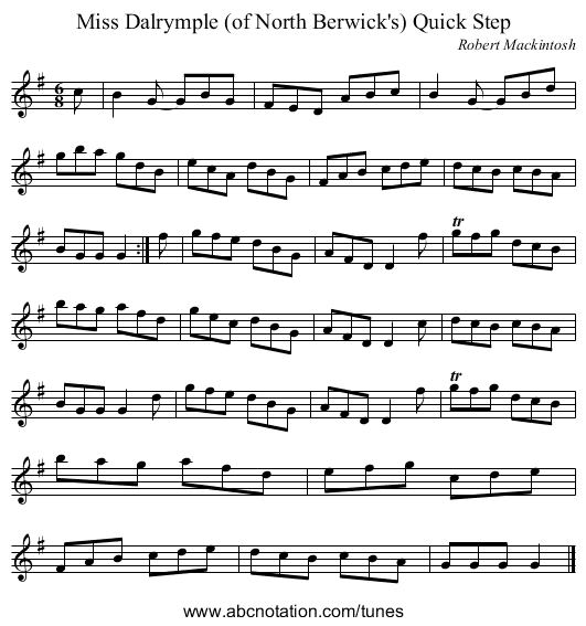 Miss Dalrymple (of North Berwick's) Quick Step - staff notation
