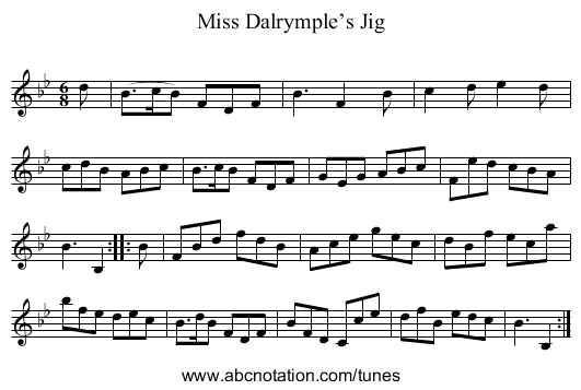Miss Dalrymple’s Jig - staff notation