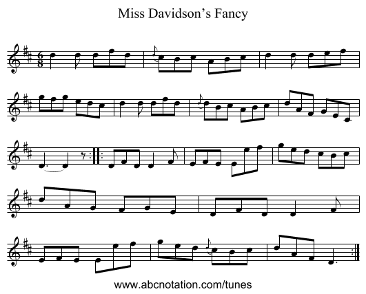 Miss Davidson’s Fancy - staff notation