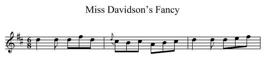 Miss Davidson’s Fancy - staff notation