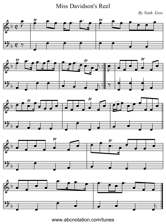Miss Davidson's Reel - staff notation