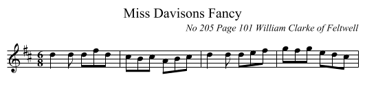 Miss Davisons Fancy - staff notation