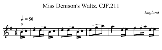 Miss Denison's Waltz. CJF.211 - staff notation