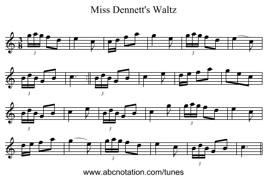 Miss Dennett's Waltz - staff notation