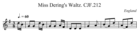 Miss Dering's Waltz. CJF.212 - staff notation