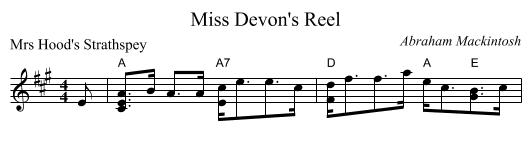 Miss Devon's Reel - staff notation