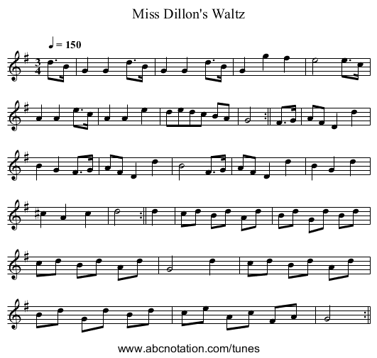 Miss Dillon's Waltz - staff notation