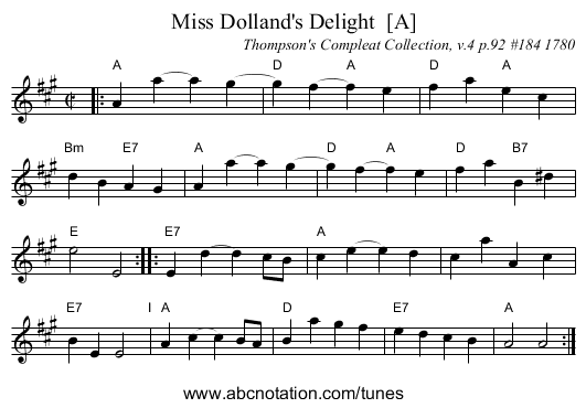 Miss Dolland's Delight  [A] - staff notation
