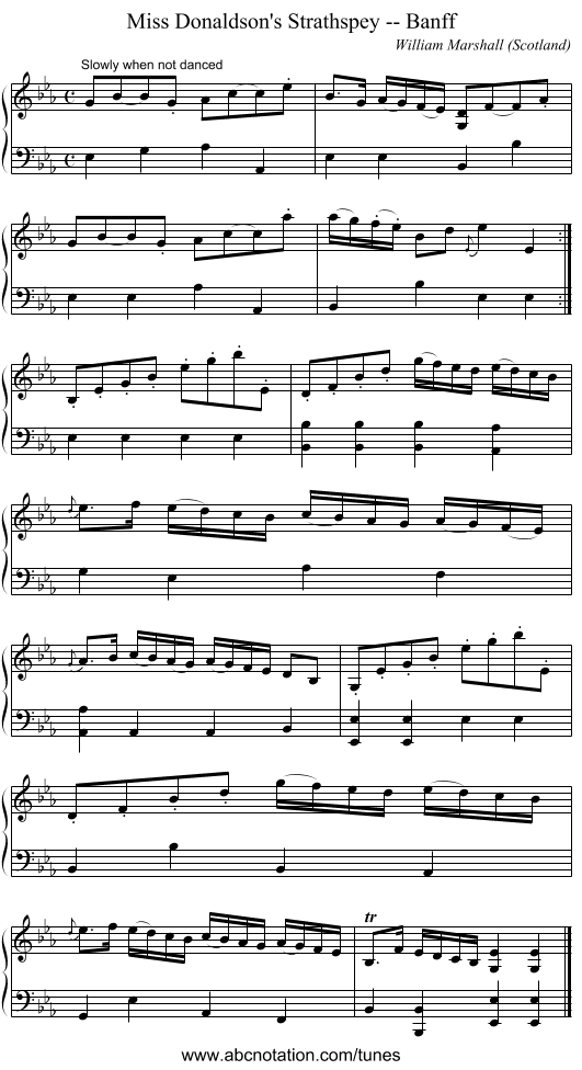Miss Donaldson's Strathspey -- Banff - staff notation