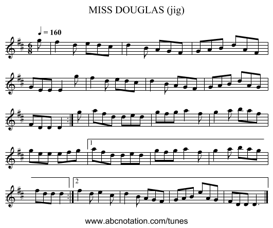 MISS DOUGLAS (jig) - staff notation