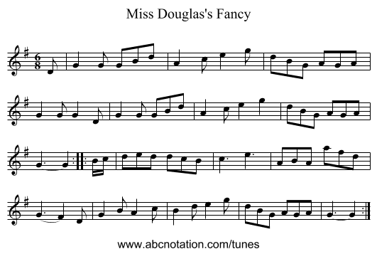 Miss Douglas's Fancy - staff notation