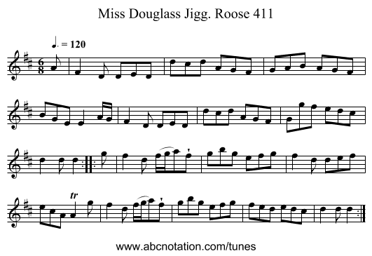 Miss Douglass Jigg. Roose 411 - staff notation