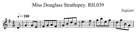 Miss Douglass Strathspey. RH.039 - staff notation