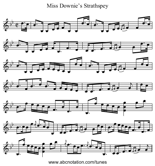 Miss Downie’s Strathspey - staff notation
