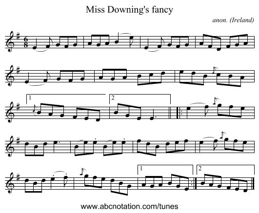 Miss Downing's fancy - staff notation