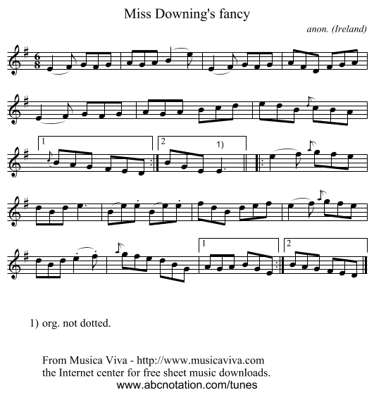 Miss Downing's fancy - staff notation
