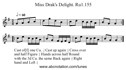 Miss Drak's Delight. Ru1.155 - staff notation