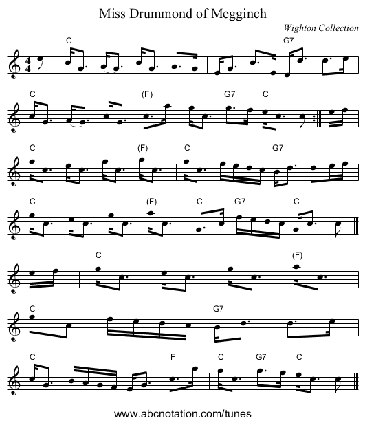 Miss Drummond of Megginch - staff notation