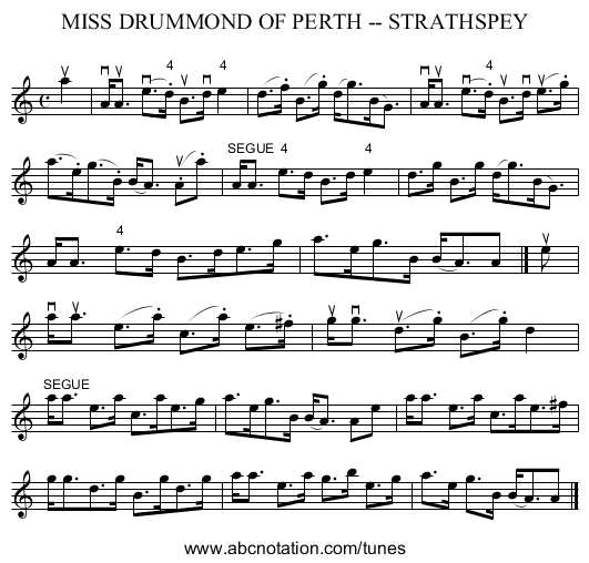 MISS DRUMMOND OF PERTH -- STRATHSPEY - staff notation