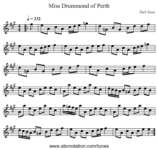 Miss Drummond of Perth - staff notation