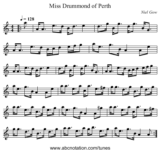 Miss Drummond of Perth - staff notation