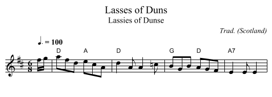 Miss Drummond of Perth's Favourite Scotch Measure - staff notation