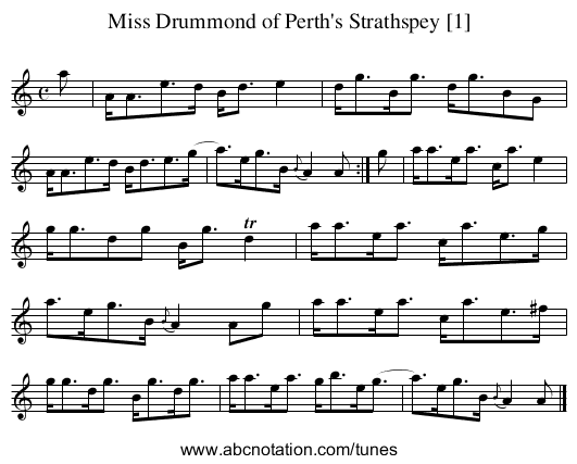 Miss Drummond of Perth's Strathspey [1] - staff notation