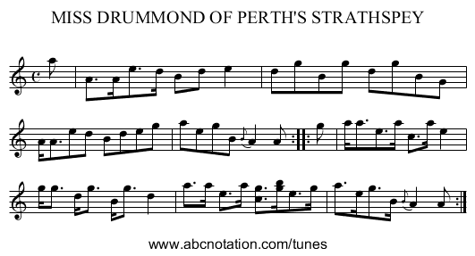 MISS DRUMMOND OF PERTH'S STRATHSPEY - staff notation