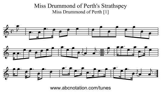 Miss Drummond of Perth's Strathspey - staff notation