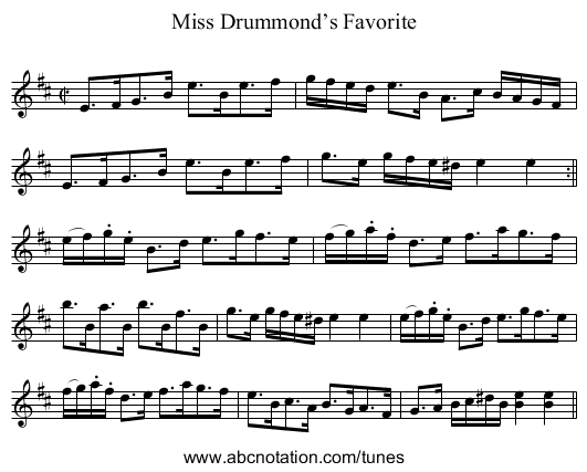 Miss Drummond’s Favorite - staff notation