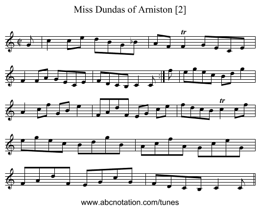 Miss Dundas of Arniston [2] - staff notation