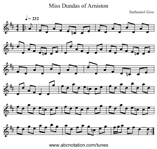Miss Dundas of Arniston - staff notation
