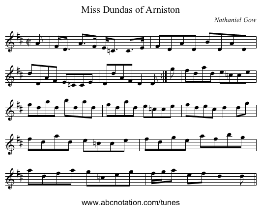 Miss Dundas of Arniston - staff notation