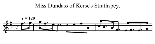 Miss Dundass of Kerse's Strathspey. - staff notation