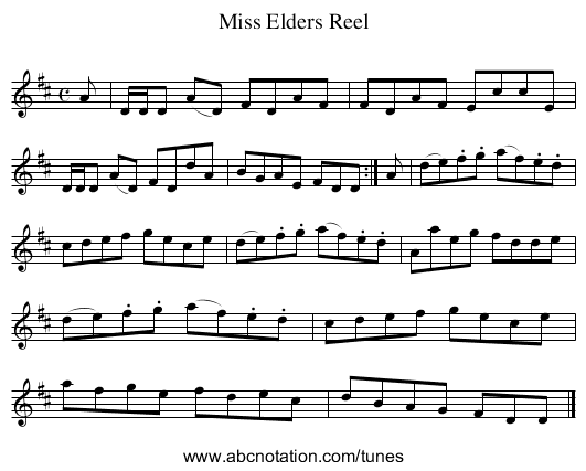 Miss Elders Reel - staff notation