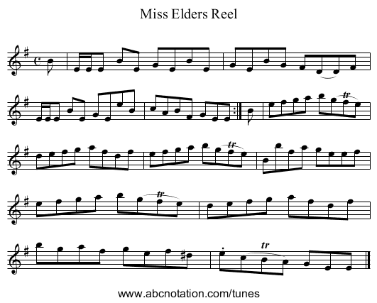 Miss Elders Reel - staff notation