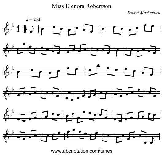 Miss Elenora Robertson - staff notation
