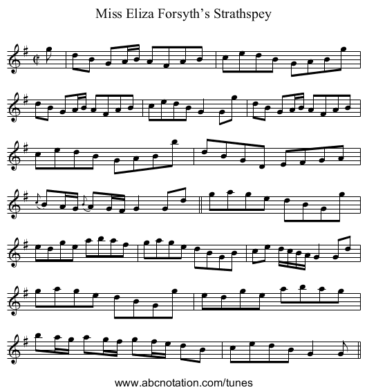 Miss Eliza Forsyth’s Strathspey - staff notation