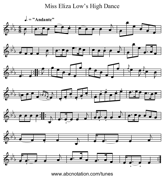 Miss Eliza Low’s High Dance - staff notation