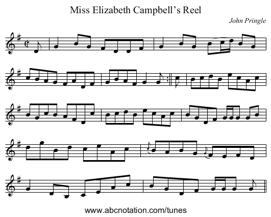 Miss Elizabeth Campbell’s Reel - staff notation