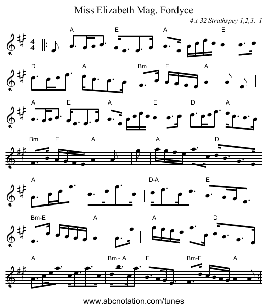 Miss Elizabeth Mag. Fordyce - staff notation