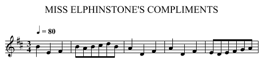MISS ELPHINSTONE'S COMPLIMENTS - staff notation