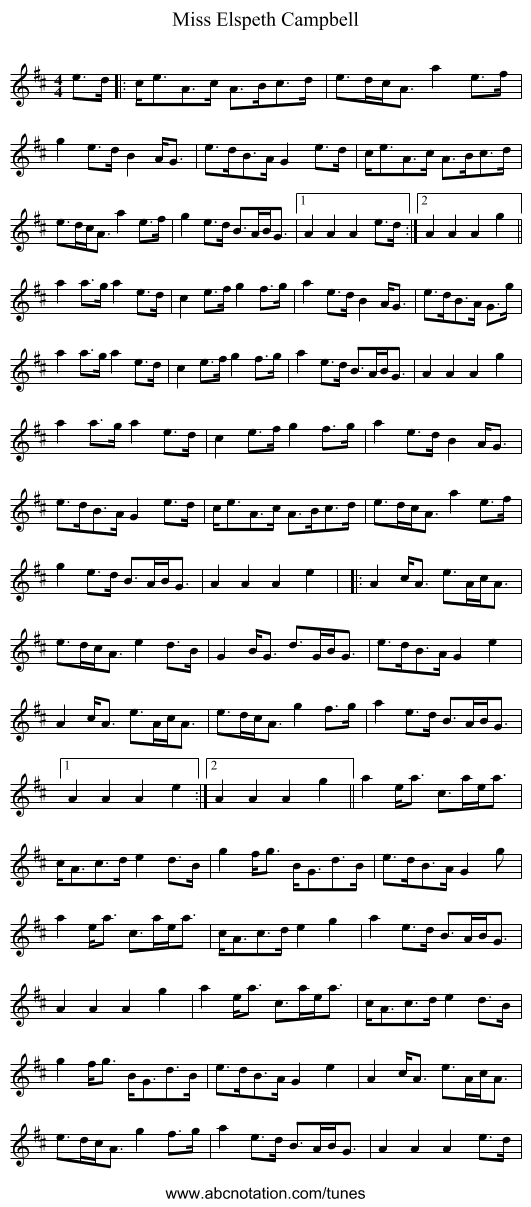 Miss Elspeth Campbell - staff notation