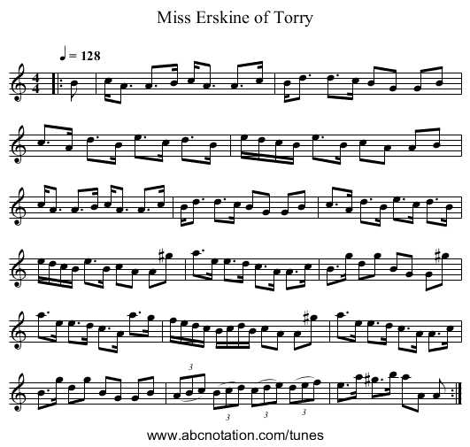 Miss Erskine of Torry - staff notation