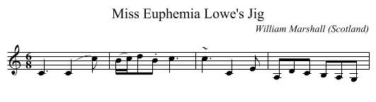 Miss Euphemia Lowe's Jig - staff notation