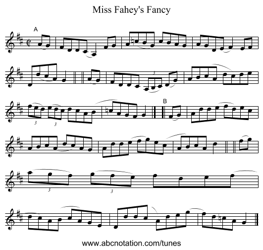 Miss Fahey's Fancy - staff notation