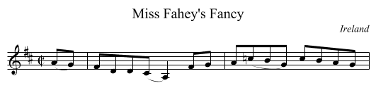 Miss Fahey's Fancy - staff notation
