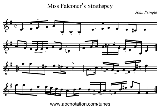 Miss Falconer’s Strathspey - staff notation