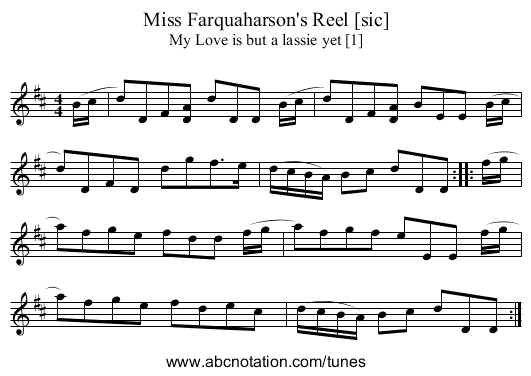 Miss Farquaharson's Reel [sic] - staff notation