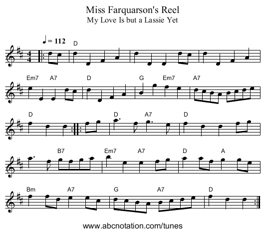 Miss Farquarson's Reel - staff notation